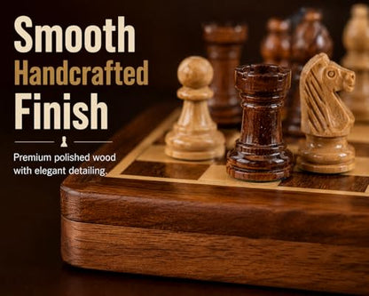 Crafted Chess Art- Handmade Personalised Luxury Chess Set-Mens Personalised Gift- Magnetic Wooden Chess Set- Travel Chess Games - Birthday Chess Gift- (5 Inches) (Acacia Wood) (5 Inches/ 12.7 Cm) - color: 5 Inch Chess Board