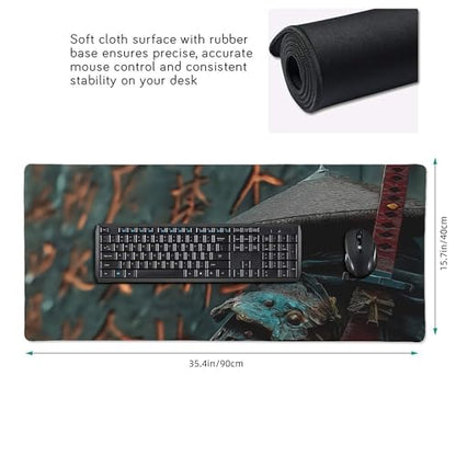 Large Extended Gaming Mouse Pad with Stitched Edges, (35.4X15.7In) Durable Non-Slip Natural Rubber Base, Waterproof Computer Keyboard Pad Mat for Esports Pros/Gamer/Desktop/Office/Home (C) - color: C