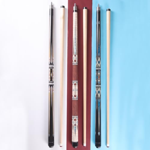 58" Professional Pool Cue Stick Set- Canadian Maple Shaft with Irish Linen Wrap, 13mm Leather Tip, Brass Joint; Includes Glove Cue Bag - color: Double White