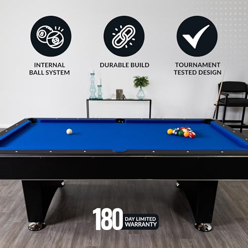Hathaway Hustler Tournament Pool Table – Includes Cue Sticks, Billiard Balls, Automatic Ball Return – Perfect for Competitive Players and Family Games Room - size: 7-Feet