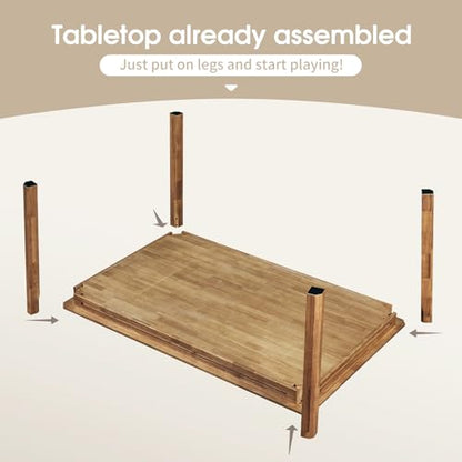 Board Game Table with Removable Table Top, Seats 4 to 6 Players with 57in x 33in Play Area, Includes Play Mat, Detachable Cup Holders and Dice Trays, Minimal Assembly Required - color: Warm Walnut