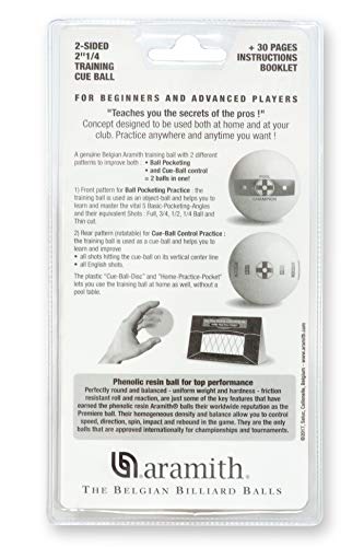Aramith Champion 2 1/4" Training Pool Cue Ball 2-Sided in a Blister + 30 Pages Instructions Booklet