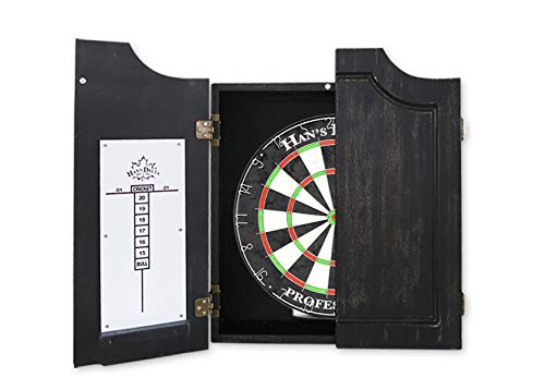 HAN'S DELTA Professional Bristle Dartboard Cabinet Set, Metal Corner Reinforcement, Regulation Steel Tip Dartboard, Includes 6 Steel Tip Darts and Scoreboards (Oakville) - color: Oakville