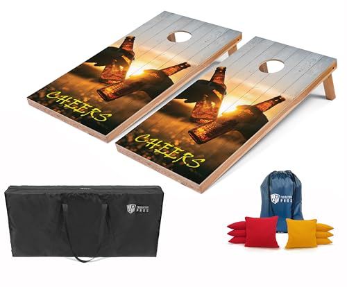 Tailgating Pros Lightweight Regulation Cornhole Boards – 2x4 ft, Portable & Durable with Bright, Fun Printed Designs – Outdoor Game Set for Backyard, Tailgating & Beach - color: Cheers