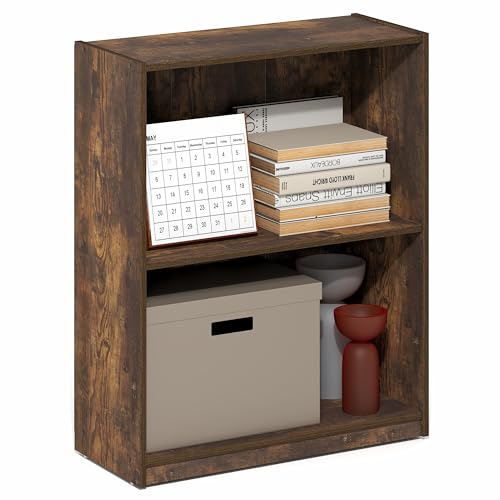 Furinno Gruen Book Shelf, 2-Tier Small Bookshelf, Bookcase with Open Shelf, 9.3 x 21.8 x 27, for Organization and Storage, for Living Room, Bedroom, Home Office, Amber Pine - color: Amber Pine, size: 2-Tier, 22" Wide