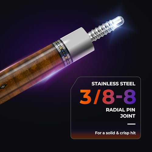 Carbon Fiber Pool Cue Stick with Case, 2pieces 58inch Low Deflection Professional Cue Stick for Billiards, Pro Taper Carbon Fibre Shaft with Genuine Leather Wrap and 12.5mm Tip (19oz-20oz) - color: Style5
