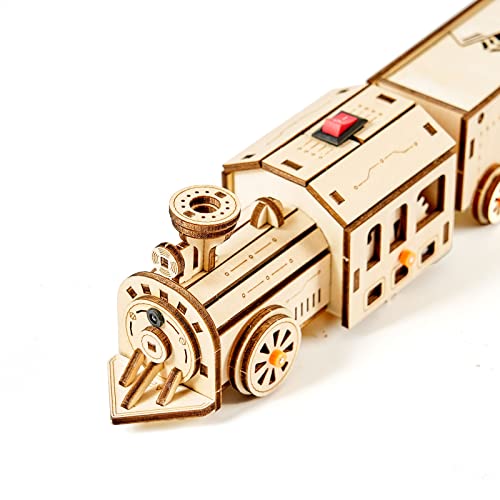 3D Wooden Puzzles Little Truck Train Model Kits Includes Engine & Track, Brainteaser and Puzzle for Christmas/Birthday,Gifts for Adults and Teens to Build Combination - style: Train