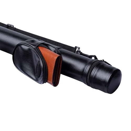 Casemaster Q-Vault Supreme Billiard/Pool Cue Hard Case, Holds 1 Complete 2-Piece Cue (1 Butt/1 Shaft) - color: Black with Red Trim