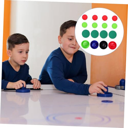 Air Hockey Pushers and Pucks Ergonomic Plastic Hockey Table Accessories with Felt Pads Replacement Parts Includes Pushers Red Green Pucks