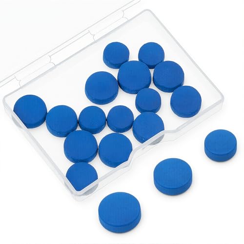 ElevateTech 15Pcs Billiard Pool Cue Tips Pool Cue Stick Tips Replacement Repair Kit Sticks for Snooker Table Cues with Storage Box Blue 10 12 13mm