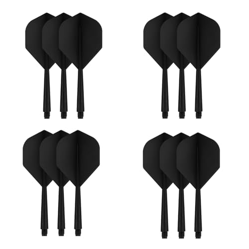 Accmor Integrated Dart Shaft and Flights, Dart Flights for Steel Tip Darts/Soft Plastic Tip Darts, Dart Replacement Flights Accessories - color: 12pcs-black