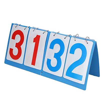 KUIDAMOS Tabletop Flip Score Keeper, Intuitive Plastic 4 Digit Scoreboard Clear Print Portable for Table Tennis for Basketball
