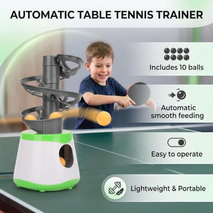 Vbestlife Automatic Machine for Beginners, 10 Balls Table Tennis Trainer Balls Launcher Training Machine Table Tennis Robot for Beginners Training