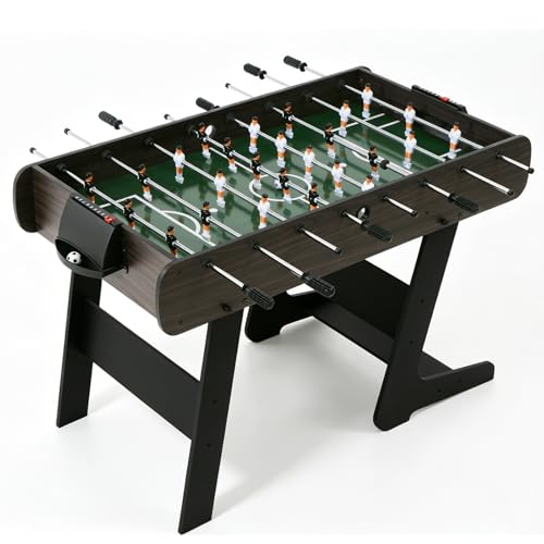 54" Folding Foosball Table, Competition Size Foldable Soccer Game Table for Adults & Teenagers, Professional Foosball Table with 2 Balls for Home Game Room, Outdoor Sports Table