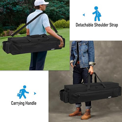 Disc Golf Storage Bag Durable Large Capacity with Dividers and Multi Side Pockets, Black - style: 34.5 X 10.2 X 10.2 Inch