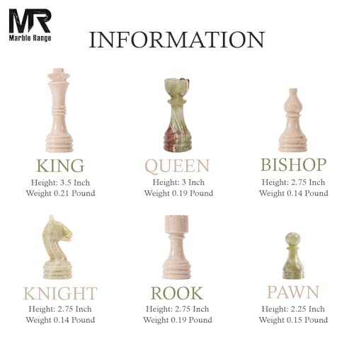 Marble Chess Set 15" Inches Verona & Green with Storage Box and 2 Extra Queen Handmade Classic Board Games for Adults, Luxury Marble Chess Board & Chess Pieces for Gifts - color: Verona & Green Onyx
