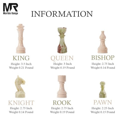 Marble Chess Set 15" Inches Verona & Green with Storage Box and 2 Extra Queen Handmade Classic Board Games for Adults, Luxury Marble Chess Board & Chess Pieces for Gifts - color: Verona & Green Onyx