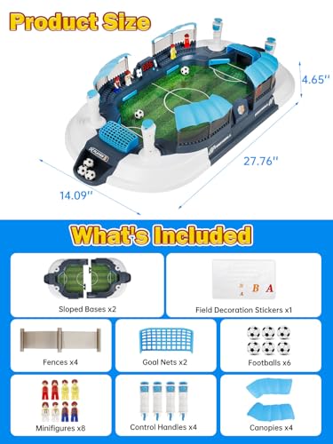Large Foosball Table for 2026 World Cup with Auto Scoring Kids Soccer Board Game 6 Mini Soccer Balls Interactive Tabletop Football Toy for Boys Girls Ages 3-12 Birthday Gift