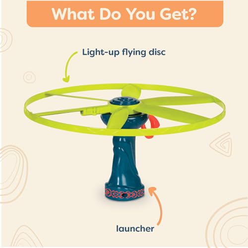 B. toys – Skyrocopter – Sports & Outdoors – Light-Up Disco Flyers – Flying Disc with Lights & Launcher for Kids 5 Years +