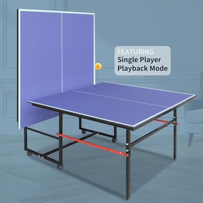 Table Tennis Table, 8 Ft Foldable & Portable Ping Pong Table Set with 2 Table Tennis Paddles, 3 Balls and Net for Indoor Outdoor Game - style: Style A