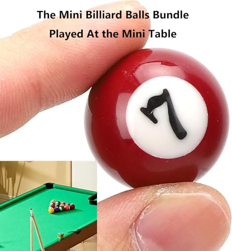 16 Pcs Mini Billiard Balls Set, 25mm/0.98in Mini Pool Balls, Resin Pool Ball Billiard Set with 8 Colors for Family Fun, Entertainment (Not Suitable for Adults)