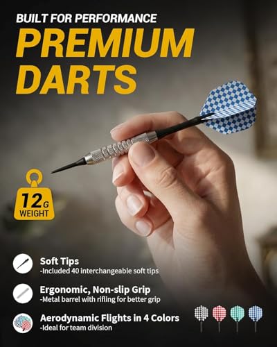 WIN.MAX Electronic Dart Board, Soft Tip Dartboard Cabinet Set for Adults, LED Scoring Dartboard with 38 Games & 211 Variants, Up to 16 Players, 12 Darts+40 Tips, Wall Mount for Bar Game Room Man Cave - style: Silver