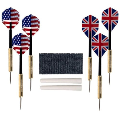 Dart Board Cabinet Set with 18-inch Dartboard, 6 Steel-Tip Darts, and Chalkboard Scoring for Game Rooms, Man Caves, and Home Bars by Trademark Poker