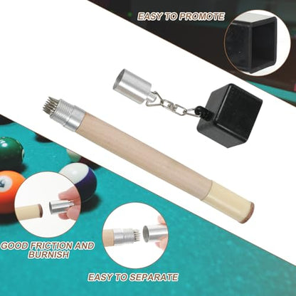 2 in 1Pool Chalk Holder, Square Pool Cue Chalk Holder and Cue Tip Pricker, 2 in 1 Billiards Accessories, Portable, Lightweight, Made of Wood and ABS