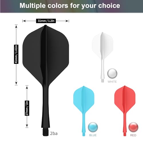 CyeeLife Integrated Dart Flights and Shafts | 2BA Thread | Professional All-in-One Molded Dart Accessories - color: 12 Pack