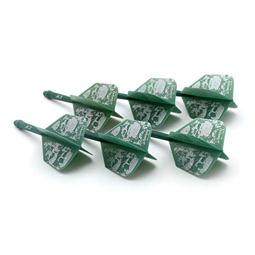 CUESOUL 6 Pieces ROST Integrated Dart Shaft and Flights - color: Shaft Length 28mm-Big Wing Shape-Green Skull