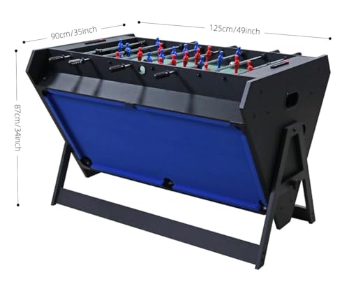 3-in-1 Game Table with Rotating Design, Including Billiards, Table Football, and air Hockey Table, for Indoor Entertainment Center - color: Black And Blue