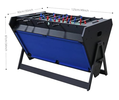 3-in-1 Game Table with Rotating Design, Including Billiards, Table Football, and air Hockey Table, for Indoor Entertainment Center - color: Black And Blue