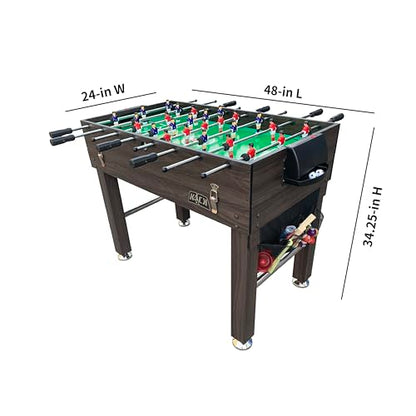 KICK Minotaur 48" 5-in-1 Multi-Game Table - Foosball, Glide Hockey, Billiards/Pool, Ping Pong & Basketball - color: Brown