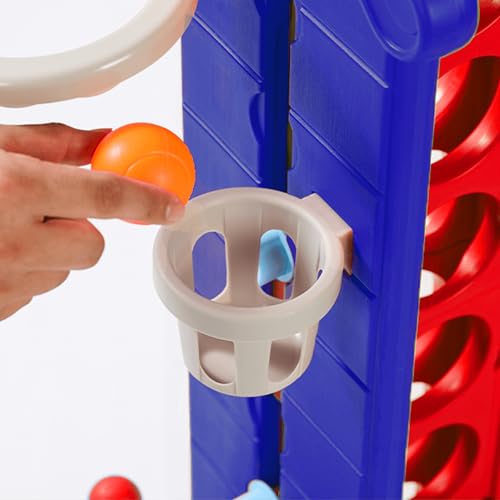4-to-Score Giant Game Set, 4-in-1 Indoor Outdoor Yard Family Connect Game (4-in-a-Row + Basketball + Ring Toss + Mini Golf), Height Adjustable 2.5–3.3FT, Includes Carry Bag - size: 43"x16"x38"-Blue&Red