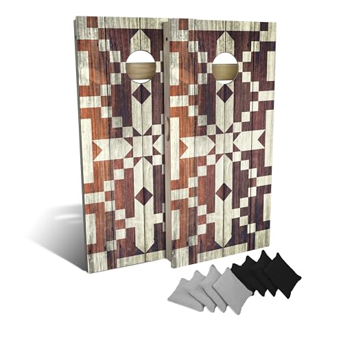 Slick Woody's Professional-Grade Corn Hole Boards - 4'x2' Solid Wood Regulation Man Cave Cornhole Toss Game with 8 Resin Filled Bags - color: Stepping Stones
