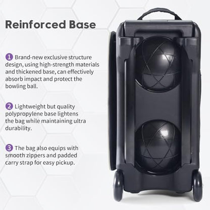 Mangrove 2 Ball Bowling Bag with Wheels, Double Bowling Bags 2 Ball Roller w/Separate Compartment for Bowling Shoes (Up To US Mens Size 15), Accessory Pocket & Retractable Handle Extends To 40"