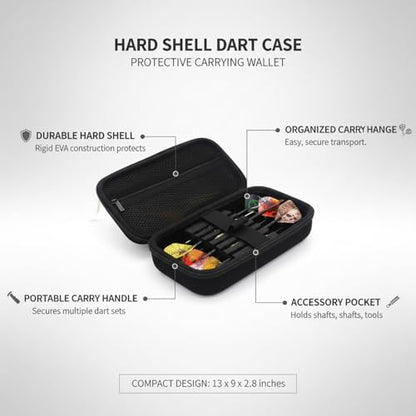Hard Shell Dart Carrying Case with Handle, Protective EVA Wallet for Darts & Accessories, Black