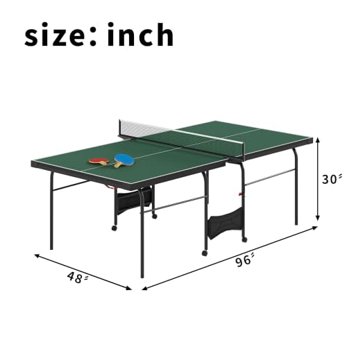 Zevemomo Table Tennis Table, Foldable Ping Pong Tables w/ 2 Paddles 3 Balls - color: Green