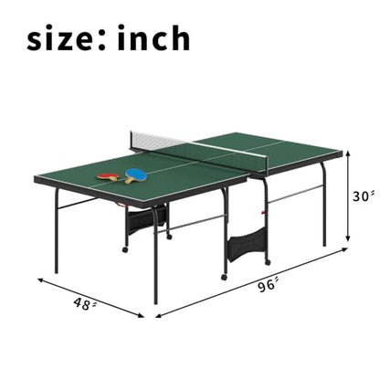 Zevemomo Table Tennis Table, Foldable Ping Pong Tables w/ 2 Paddles 3 Balls - color: Green