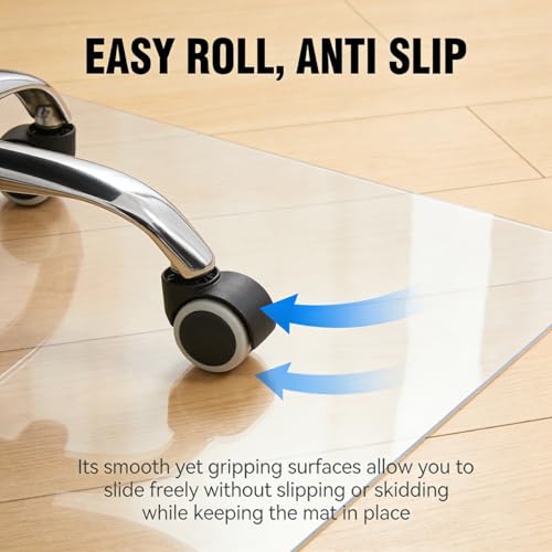 1.5mm Thick PVC Clear Chair Mat for Hardwood Floor, Waterproof Heavy Duty Floor Protector Mats, Non-Slip Transparent Desk Chair Mat for Home Office, Floor Mat for Rolling Chairs