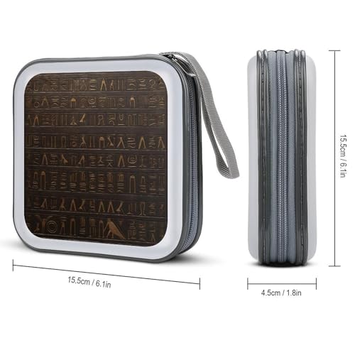 Ancient Egyptian Hieroglyph Portable CD Case Holder,DVD Wallet Holder 40 Capacity CD Cases Storage DVD Book Binder for Car Home Travel - color: Ancient Egyptian Hieroglyph