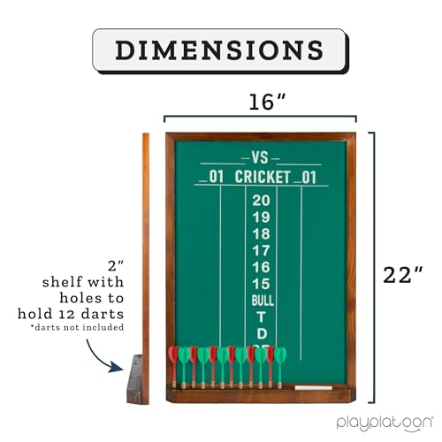 Play Platoon Dart Scoreboard & Darts Holder Wall Mount - Wood Score Board, Professional Darts Accessories, Dart Holder - size: 22 x 16 inch, style: Green Chalkboard