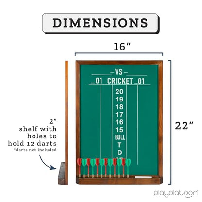 Play Platoon Dart Scoreboard & Darts Holder Wall Mount - Wood Score Board, Professional Darts Accessories, Dart Holder - size: 22 x 16 inch, style: Green Chalkboard