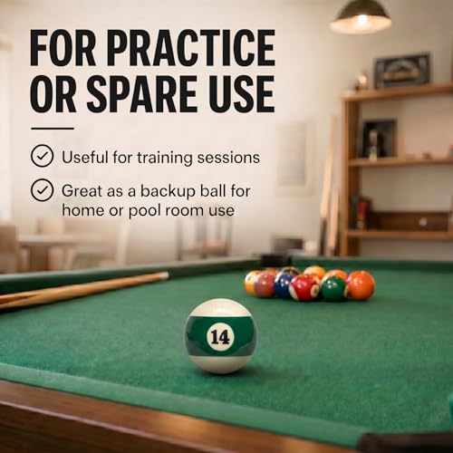 KONLLEN Single Replacement Pool Ball – 2-1/4" Regulation Size & Weight Billiard Ball Made of Phenolic Resin (Choose 1–15 or Cue Ball) - color: #14