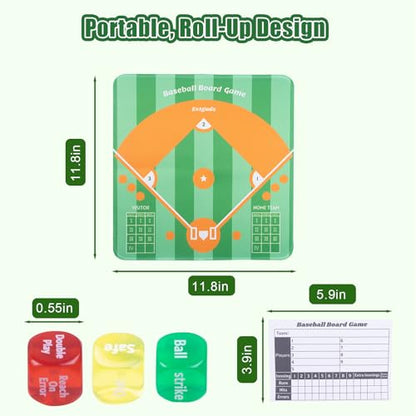 Extguds Baseball Board Game, Baseball Dice Board Game for Families, Parties and Gatherings, Classic Tabletop Baseball Games with Scorepad, Dice, Wooden Pieces, Storage Cube and More, for 2-6 Players