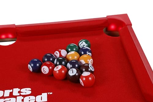 Sports Illustrated - Light Up Tabletop Billiards Game, Portable LED Mini Pool Table Set with Compact Design, Cues, Balls and Accessories Included for Kids and Family Game Night