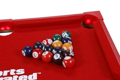 Sports Illustrated - Light Up Tabletop Billiards Game, Portable LED Mini Pool Table Set with Compact Design, Cues, Balls and Accessories Included for Kids and Family Game Night