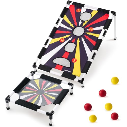 Seenelling Toss and Bounce Game Set Spring Toss Bounce Ball Game Include 6 Foam Bouncy Balls,1 Scoring Target, and 1 Scoring Target for Boys Girls Adults