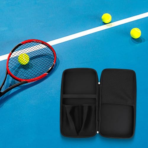 Hard Shell Pickleball Racket Bag, EVA Shock-Resistant Case for 2 Paddles and 4 Balls, Portable Storage with Adjustable Strap for Tennis and Table Tennis - size: black