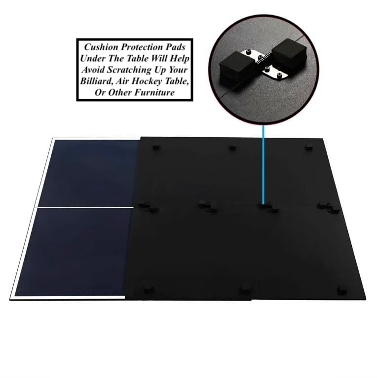 Foldable Indoor Official Size Table Tennis Conversion Top Ping Pong Tabletop with Retractable Net and Premium EVA Foam Padding Easy Storage with Fold-Up Design Double Sided PVC Finish
